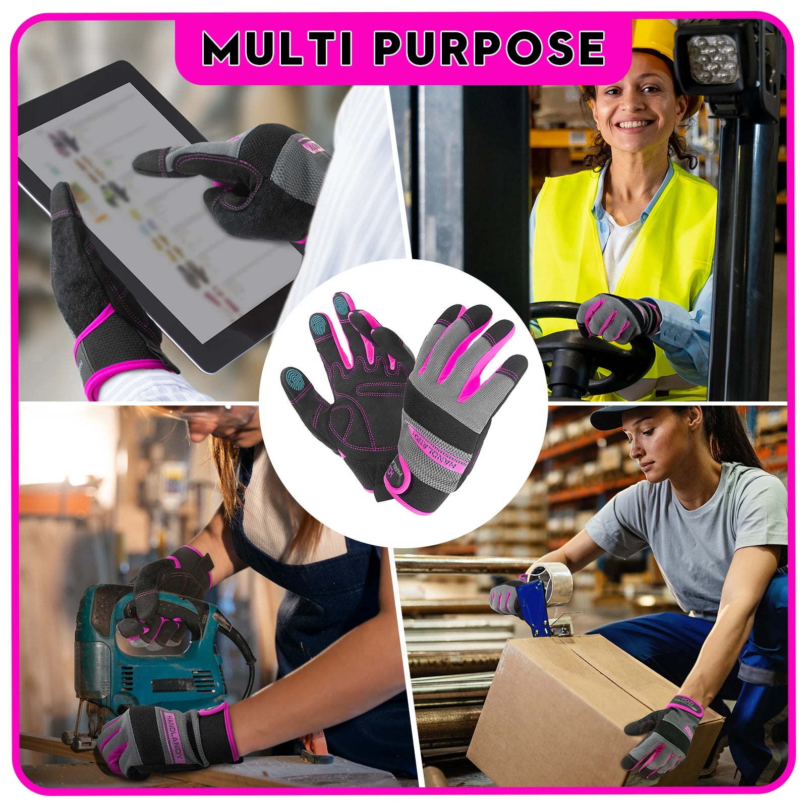 Utility Work Gloves Women, Flexible Breathable Yard Work Gloves, Thin Mechanic Working Gloves Touch Screen