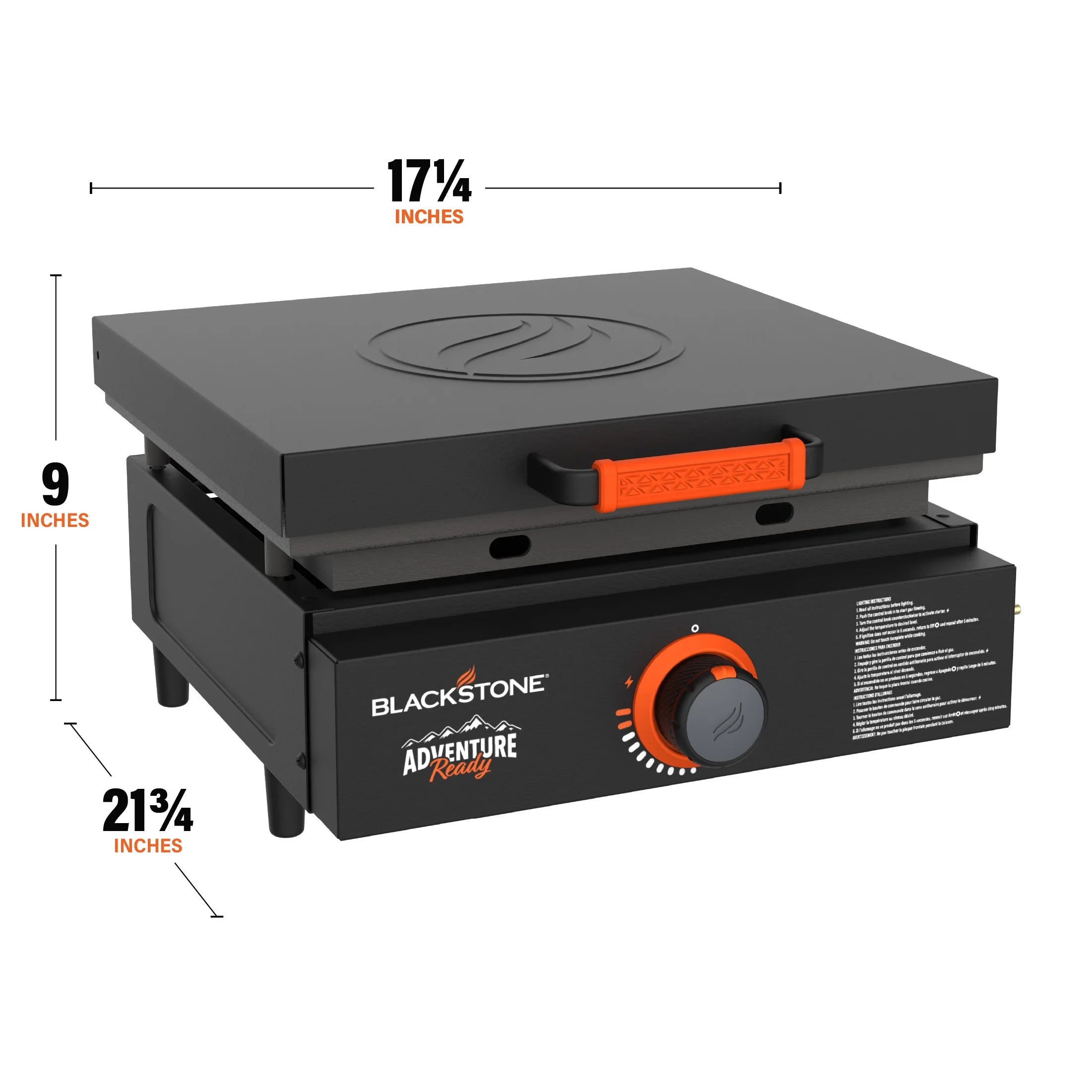 Single Burner 17" Adventure Ready Propane Tabletop Griddle with Hard Cover