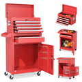 5-Drawer Rolling Tool Chest, Storage Cabinet with Detachable Top Tool Box, Tool Chest with Universal Lockable Wheels, Metal Tool Cart For, Workshop, Barbershop（Red）