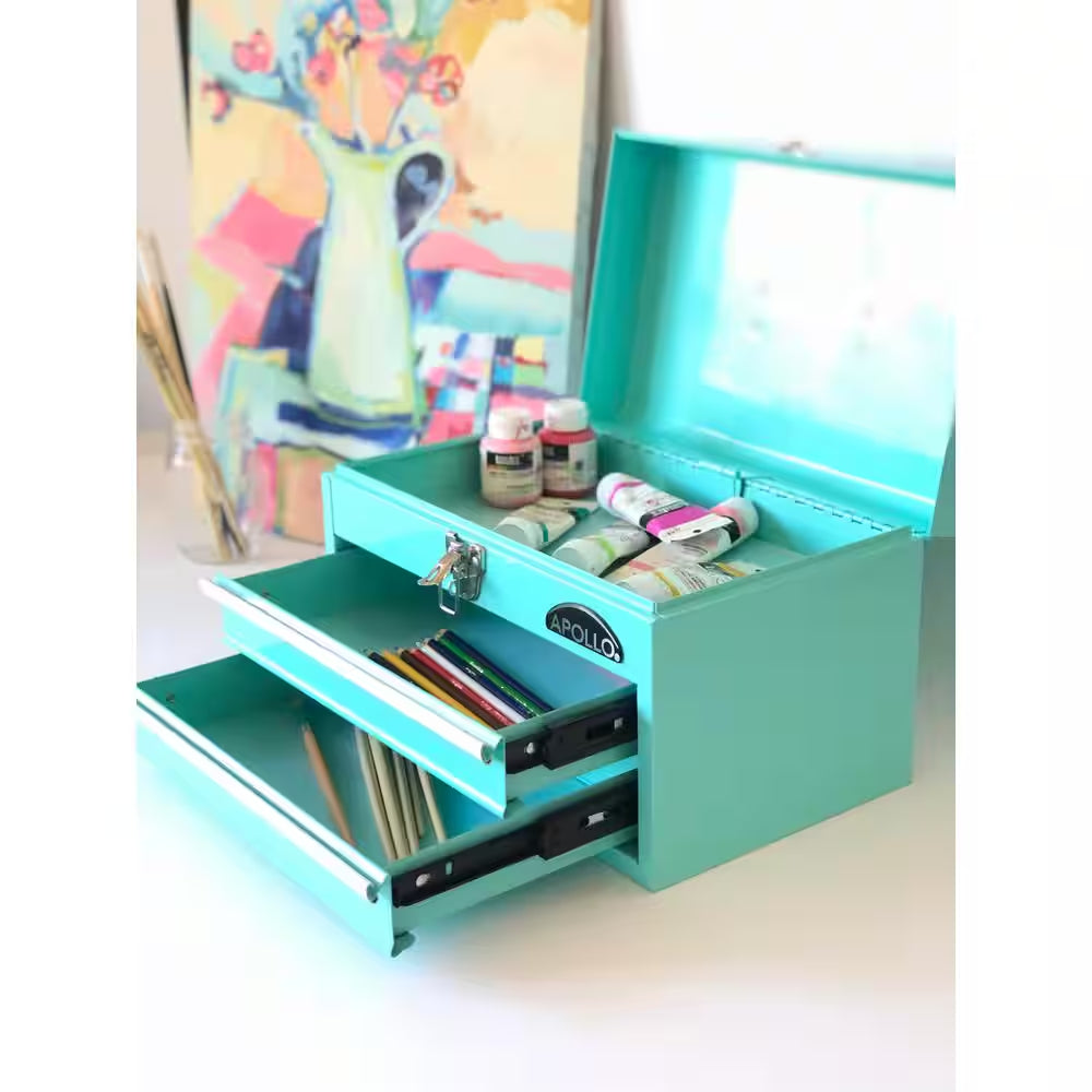 14 In. Green 2-Drawer Hand Tool Box