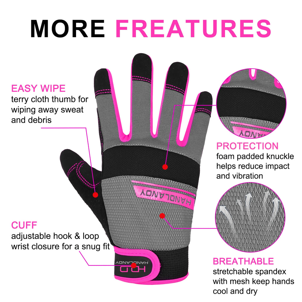Utility Work Gloves Women, Flexible Breathable Yard Work Gloves, Thin Mechanic Working Gloves Touch Screen