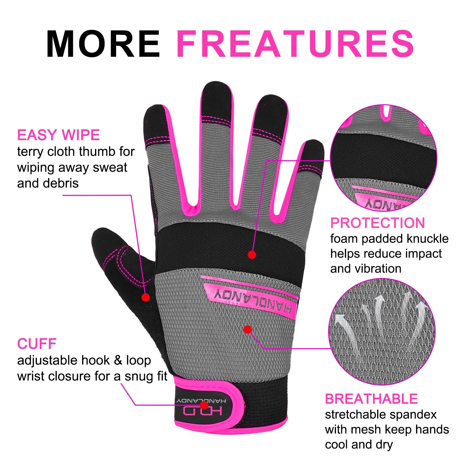 Utility Work Gloves Women, Flexible Breathable Yard Work Gloves, Thin Mechanic Working Gloves Touch Screen