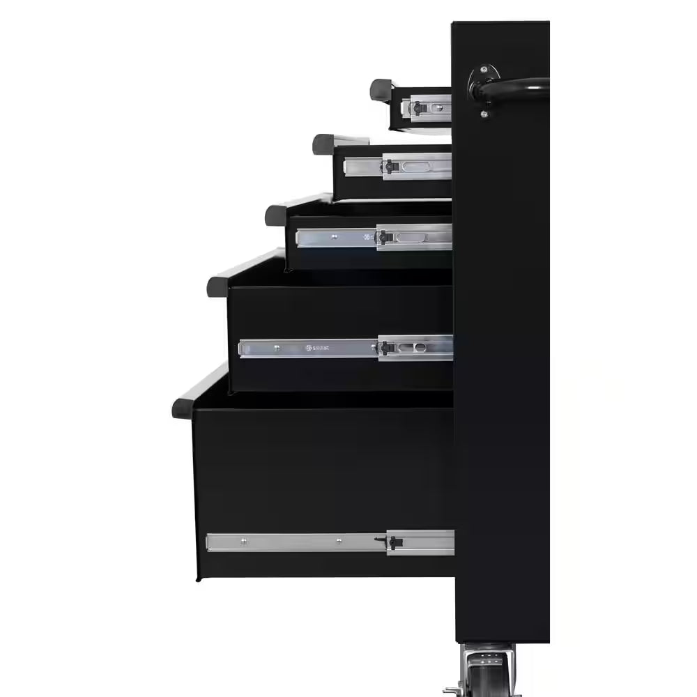 Tool Storage 27 In. W X 18 In. D 5-Drawer Gloss Black Rolling Tool Cabinet