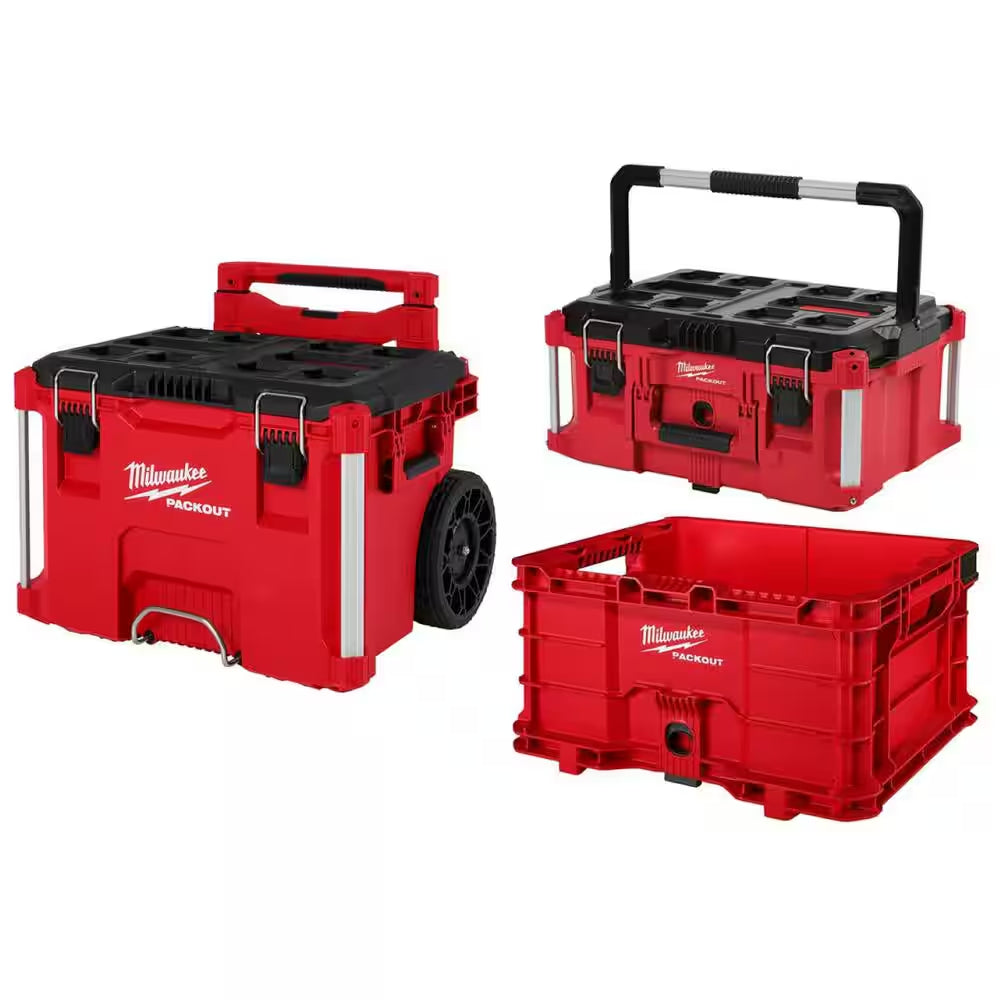 PACKOUT 22 In. Rolling Modular Tool Box LP Handle,22 In. Large Tool Box,18.6 In. Tool Storage Crate Bin