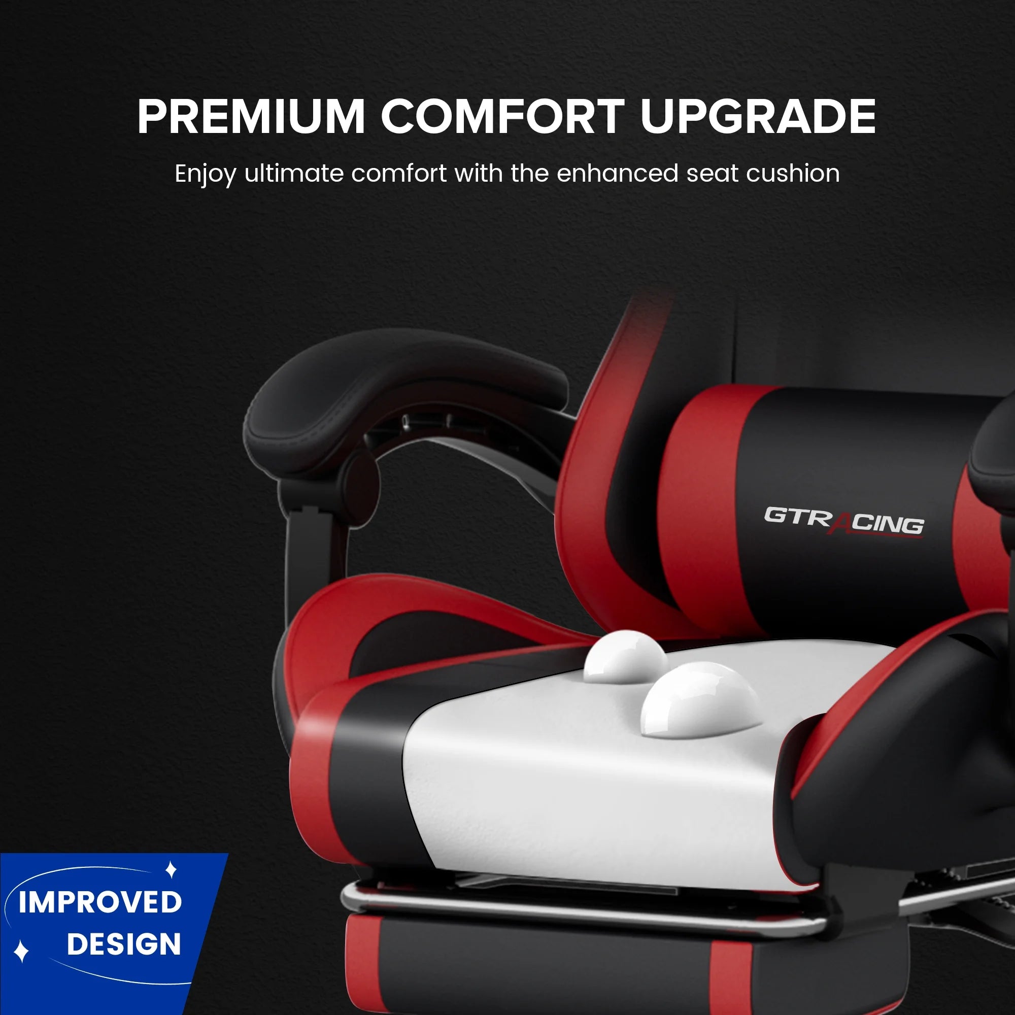 Ergonomic GTWD-200 Gaming and Office Chair with Adjustable Pillows and Footrest, Red