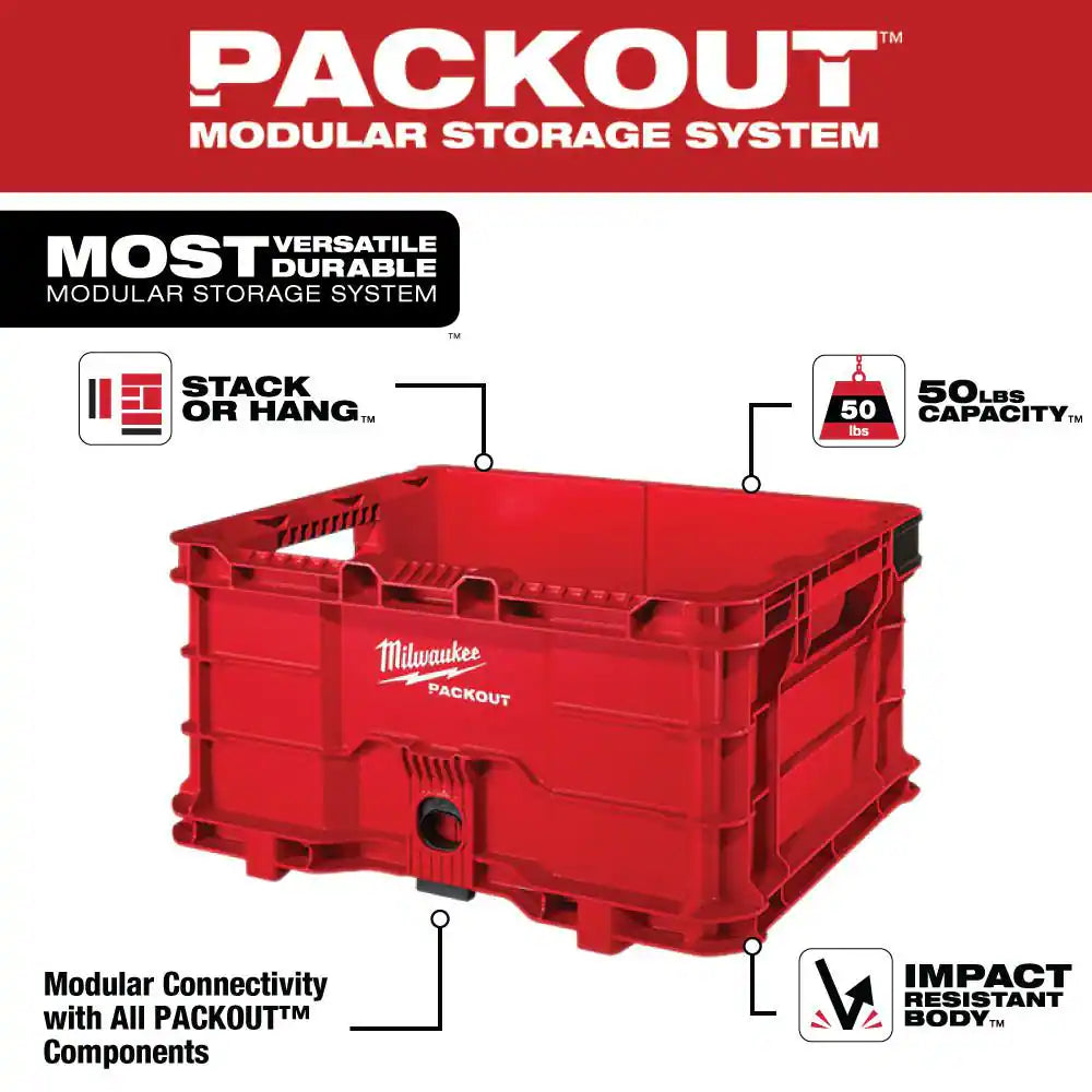 PACKOUT 22 In. Rolling Modular Tool Box LP Handle,22 In. Large Tool Box,18.6 In. Tool Storage Crate Bin