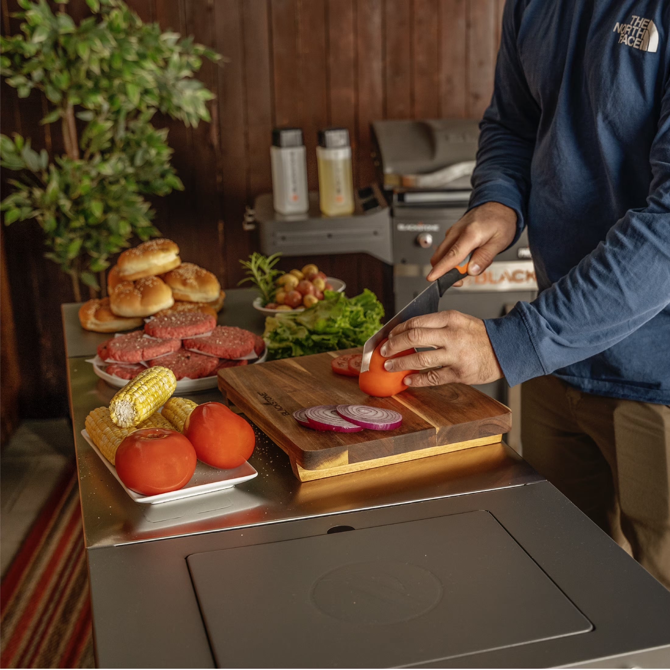 Proseries 28" Serve and Store Prep Grill Cart with Cabinet in Black