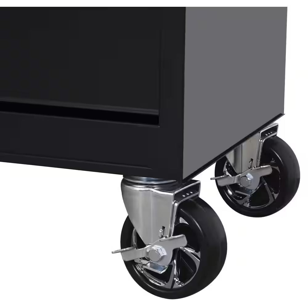 Tool Storage 27 In. W X 18 In. D 5-Drawer Gloss Black Rolling Tool Cabinet